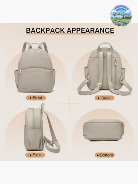 Leather Mini Backpack with Multiple Pockets for Travel College Work